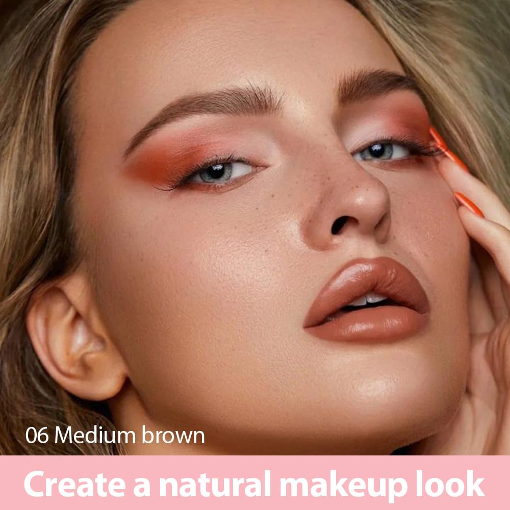 evpct 2Pcs Midium Brown Magic Microblading Dual-Ended Eyebrow Contouring Pen Brow Pencil, with 4 Brush Micro-Fork-Tips Applicator and Precise Brush-Tip Hair Like Stroke, Dual-ended Eyebrow Brush