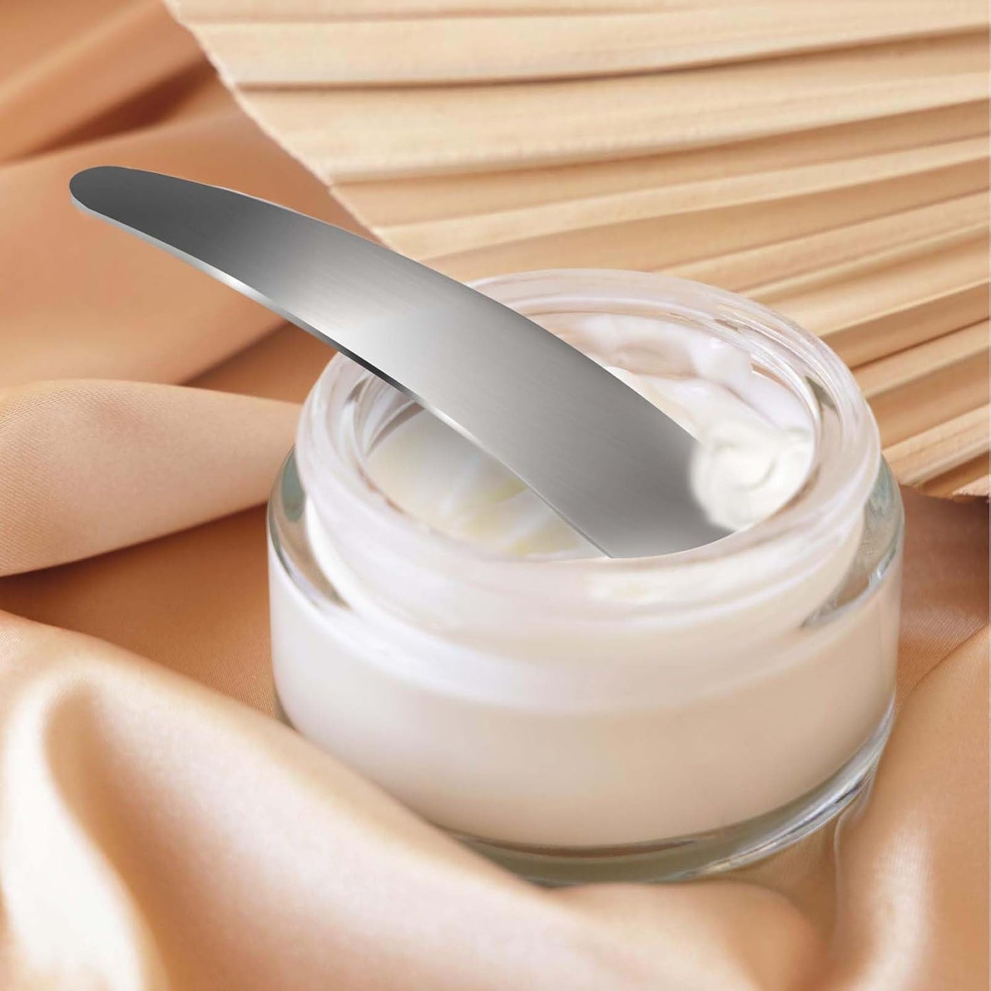 2Pcs Mini Metal Cosmetic Spatulas, Makeup Spatulas, Skincare Spatula, Cream Spatula, Beauty Accessories for Mixing and Sampling Plant Masks, Skin Care Creams, Eye Cream, Essences(Silver)