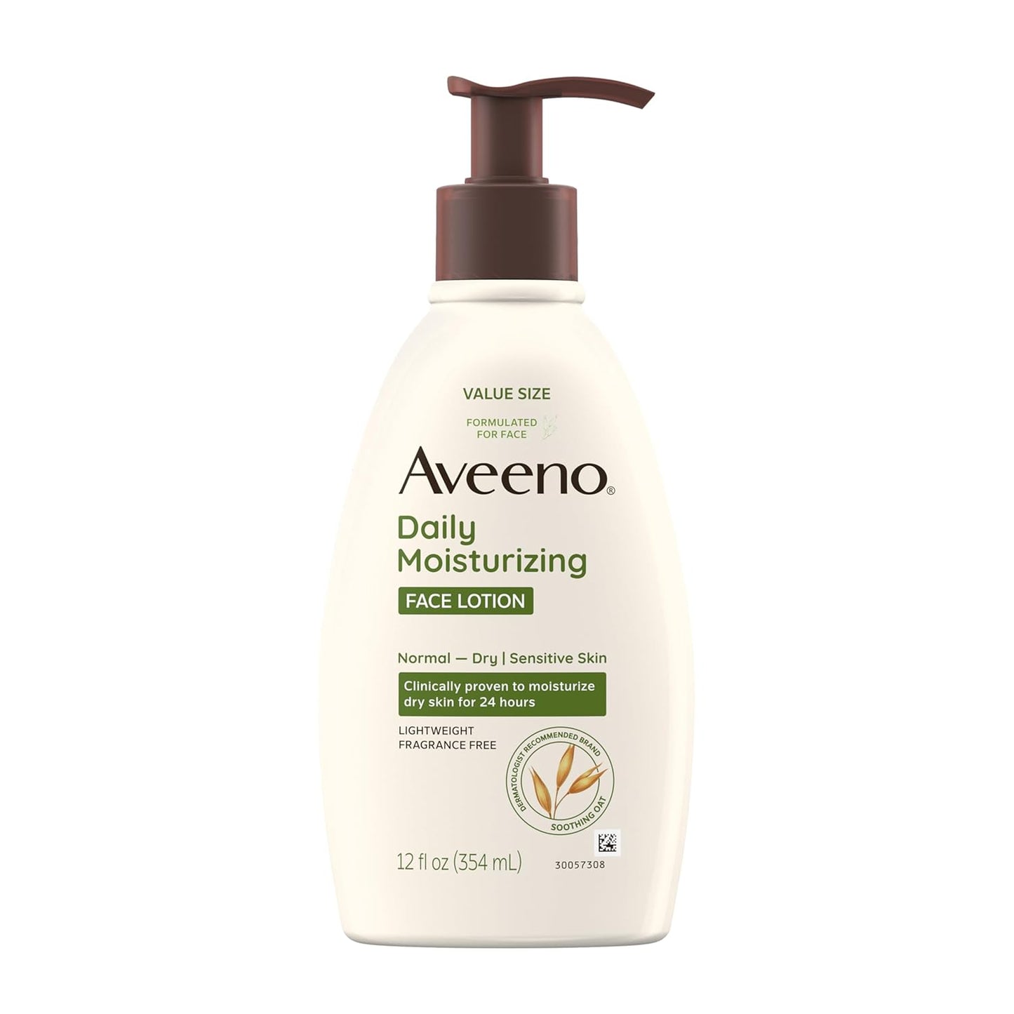 Aveeno Daily Moisturizing Face Lotion with Soothing Prebiotic Oat, Gentle Lotion Nourishes Normal to Dry Skin With Moisture, Sensitive Skin, Fragrance-Free, 12 fl. oz