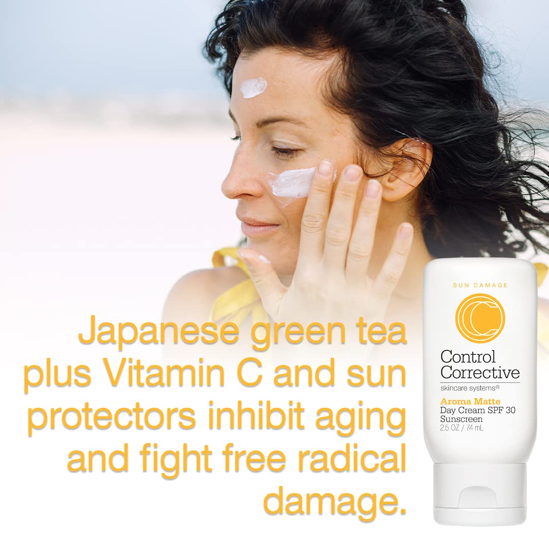 CONTROL CORRECTIVE Aroma Matte Day Cream Spf 30, 2.5 Oz - Sunscreen, Non-Comedogenic, Fast-Absorbing Aromatic Spf, Vitamin C, Won’t Clog Pores, Full Spectrum Sun Protection, Micro-Fine Zinc, Green Tea