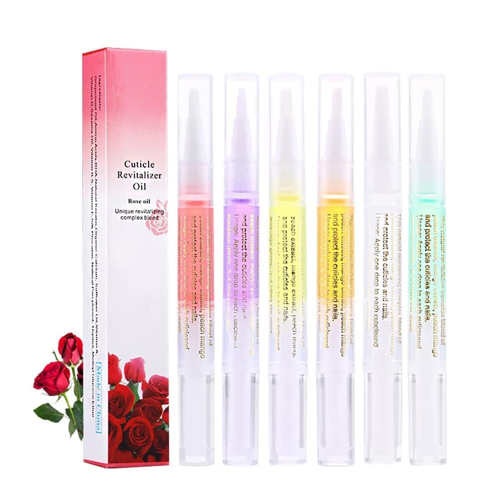 6Pcs Nail Cuticle Oils Nail Nutrition Oil Pen Nail Nourishment Pens 6 Smell Cuticle Revitalizer for Agnail Nourish Skin Nail Care (6pcs)