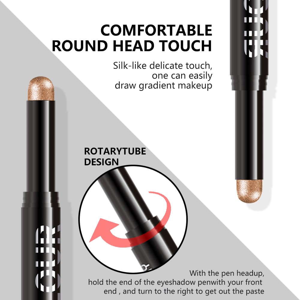 6Pcs Cream Eye Shadow Sticks Makeup for Women, Nuetral Nude Red Metallic Dark Kakhi Green Beige Brown Rosy Brown Shimmer Matte Eye Shadow Brightener Stick for Eyes, Waterproof Eyeshadow Pencil Set02