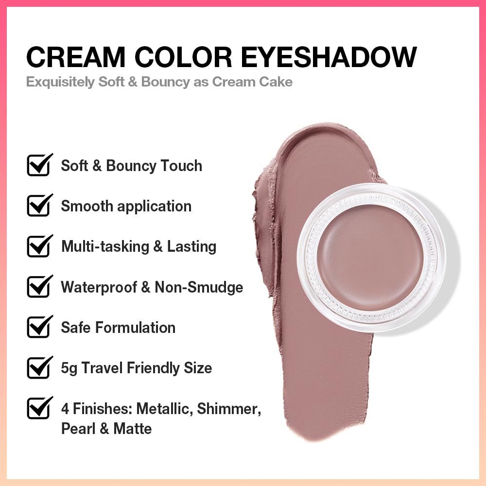 Kaely Single Cream Eyeshadow Pot, Putty Matte Eye Shadow for Older Women High Pigmented Waterproof, Natural Eyeshadow Palette Makeup Brightener, sombras en crema para ojos, Blendable, 23