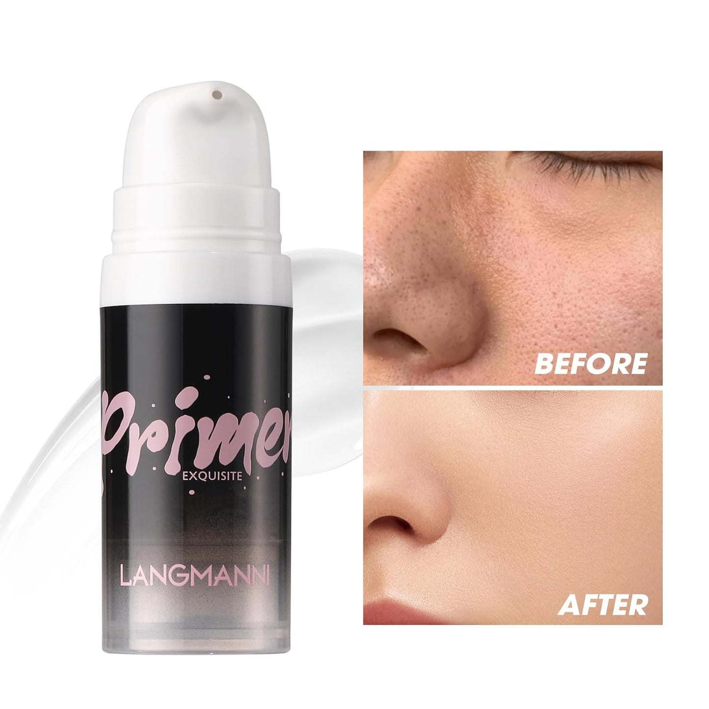 LANGMANNI Matte Grip Face Primer, Transparent Skin Perfecting Hydrating Primer,Unique Smooth Gel-Based Primer Essential For Longlasting Perfection Face Makeup (0.33 Fl Oz, 2)