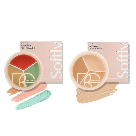 Foundation Concealer Palette + Color Corrector Palette, Light Color Combination Cosmetics Cream Highlighting Palette, Cover Dark Circles, Bruises, Age Spots, Blemish, Vegan & Cruelty Free