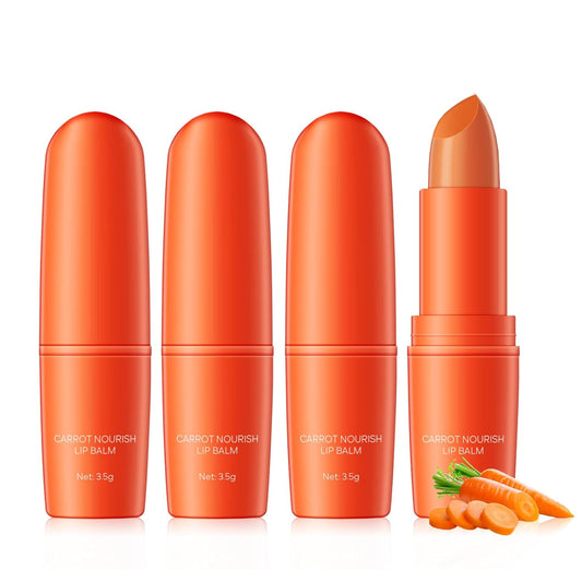 KYDA 3 Pcs Carrot Moisturizing Lip Balm, Moisturizing Lipstick Stick for Dry Cracked Lips, Deep Hydrating Lip Care Balm, Reduce Fine Lines, Daily Lip Moisturizer