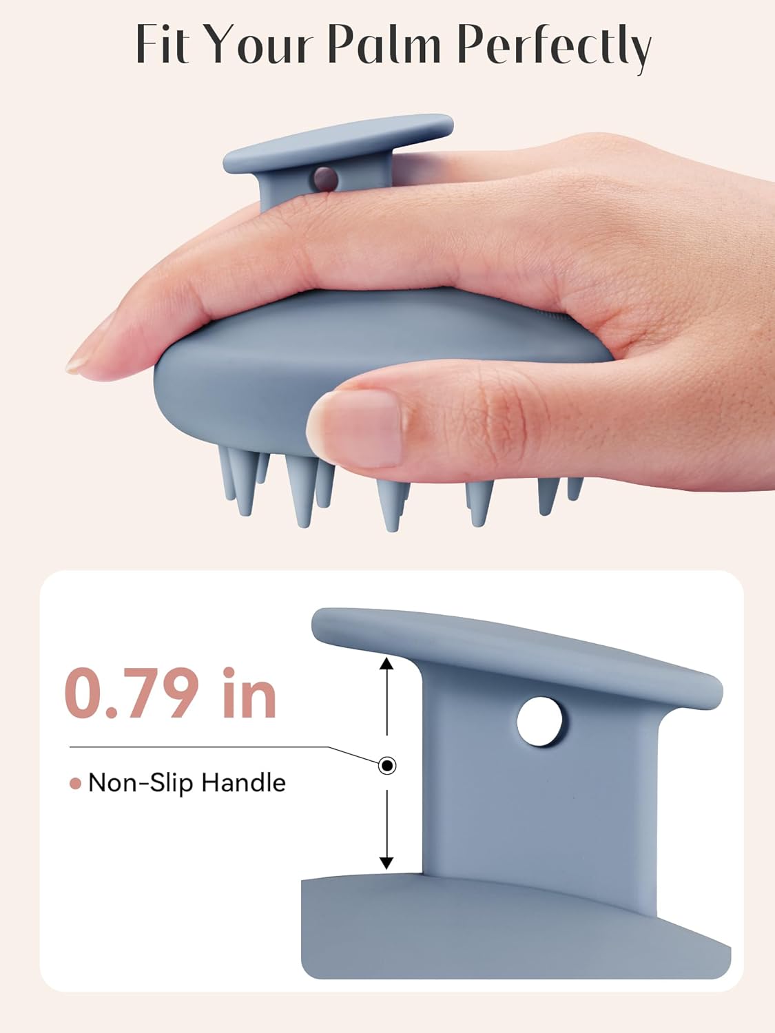 HEETA Scalp Massager Hair Growth, Scalp Scrubber with Soft Bristles, Integrated Silicone Design, Exfoliator for Dandruff Removal & Relaxation, Shampoo Brush Fit Wet Dry Hair Use, Dark Blue