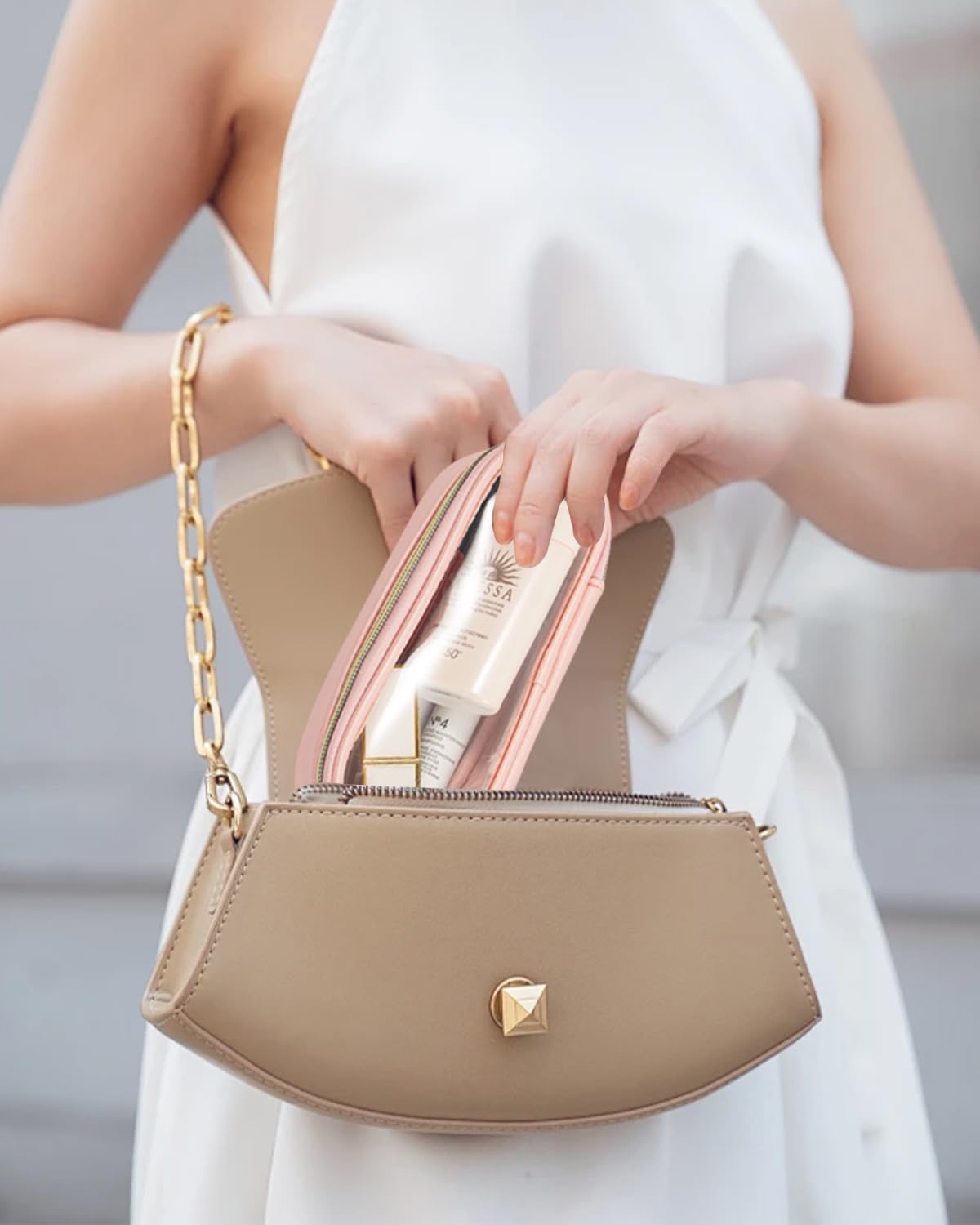 Clear Makeup Bag Small, TSA Approved Portable Toiletry Bag with Zipper Cosmetic Travel Bag Makeup Organizer Case Mini Makeup Pouch for Purse Car Organizer Bag for Women Men