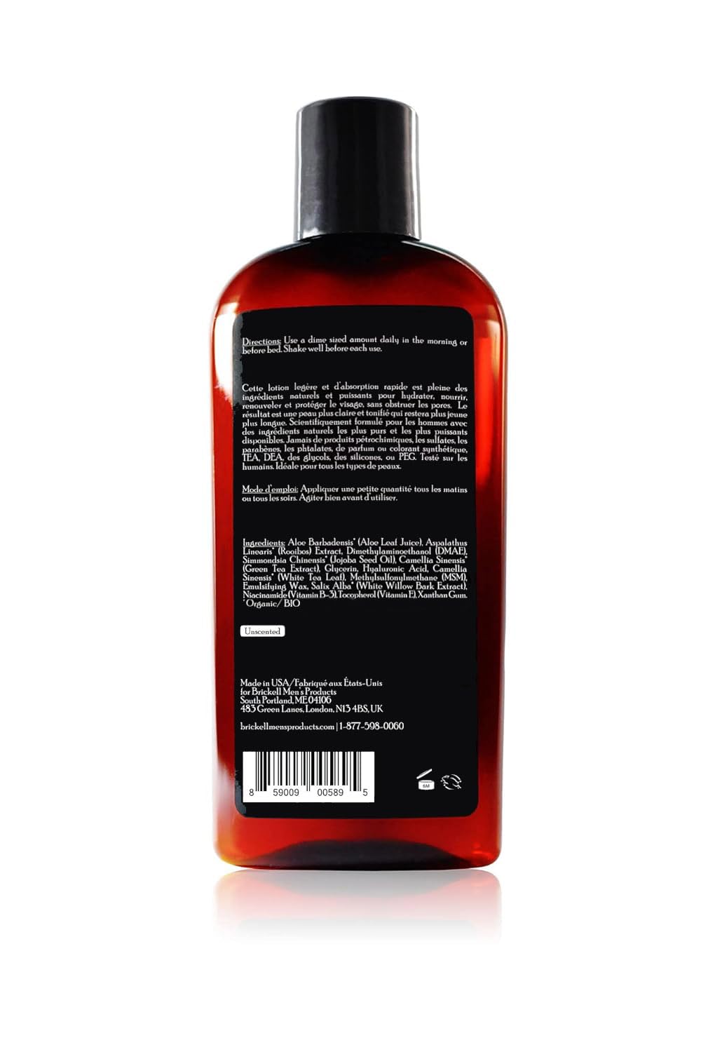 Brickell Men's Daily Essential Face Moisturizer for Men, Natural and Organic Fast-Absorbing Face Lotion with Hyaluronic Acid, Green Tea, and Jojoba, 4 Ounce, Scented