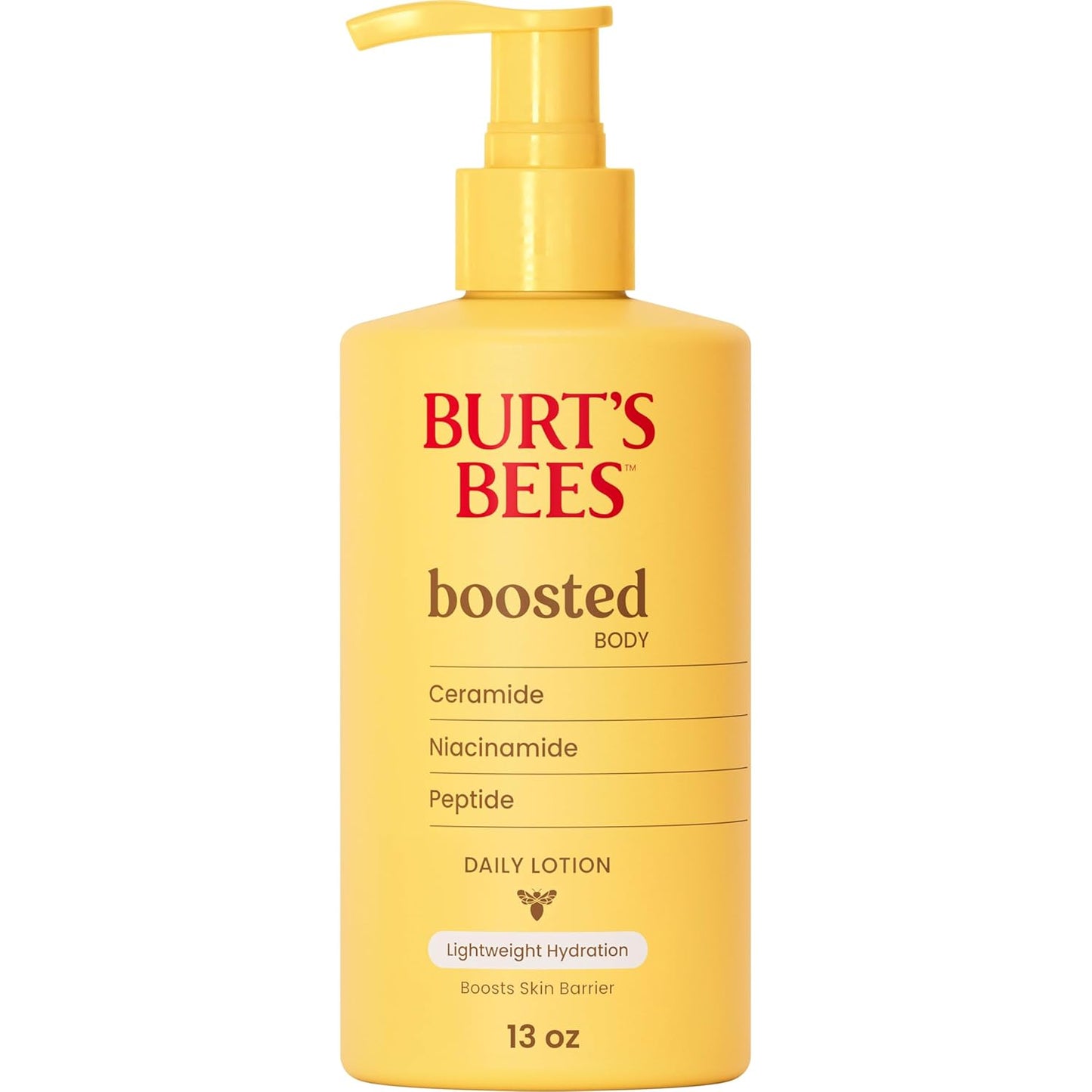 Burt's Bees Boosted Body Lotion, With a Ceramide, Niacinamide and Peptide Complex, Lightweight Daily Lotion Helps Boost Skin Barrier, Tropical Scented, 13 oz. Bottle