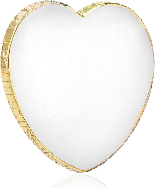 Resin Nail Art Palette, Polish Color Mixing Plate Gold Edge Nail Holder Nail Mixing Palette Mixing Tools Display Board Heart Shaped Color Makeup Foundation Cosmetic Mixing Tools (White)
