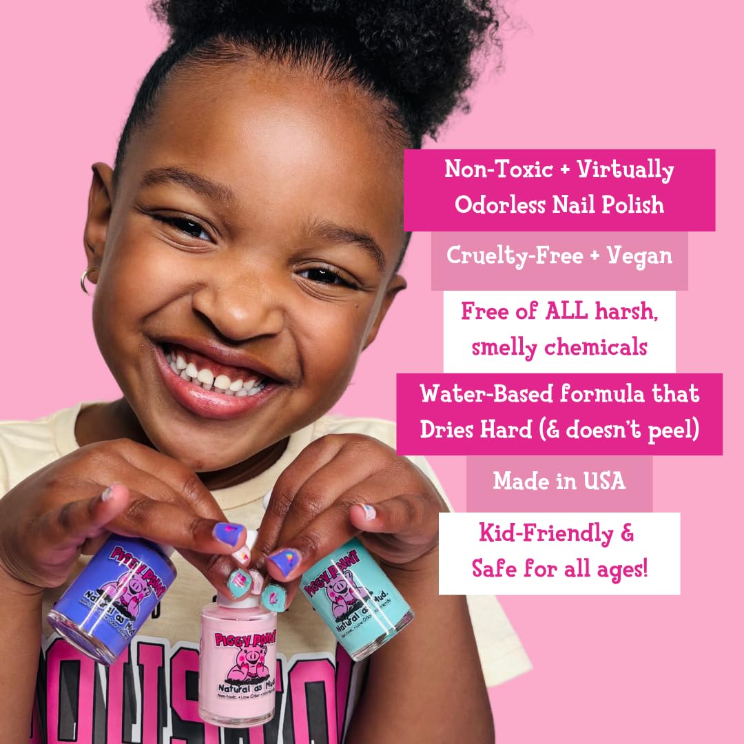 Piggy Paint | 100% Non-Toxic Girls Nail Polish | Safe, Cruelty-free, Vegan, & Low Odor for Kids | Loud & Proud (6 Polish Set)