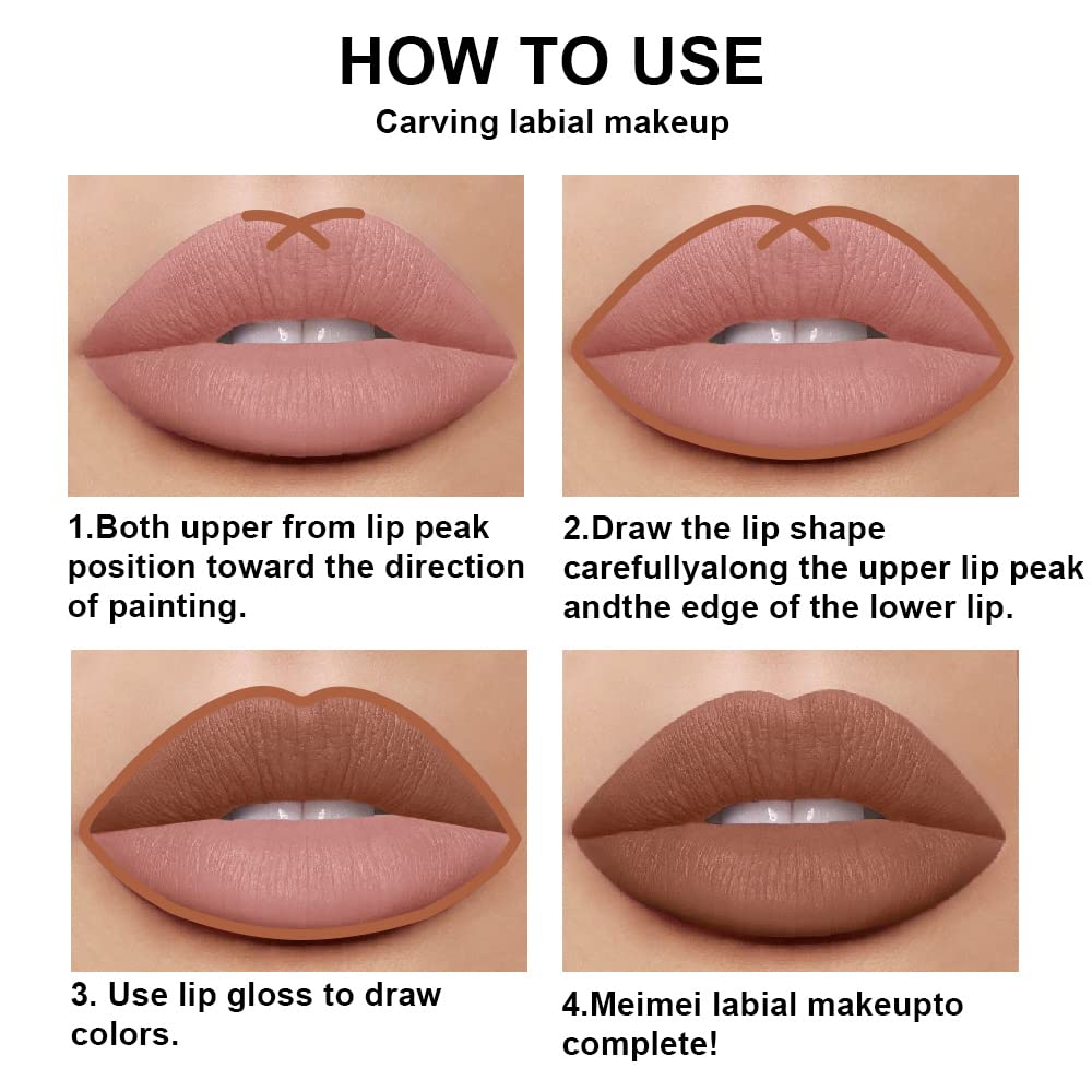 evpct 2Pcs Medium Brown Beige Lip Liner and Matte Lipstick Makeup Sets Vegan Lipstick Lip Liner and Gloss Set Long Lasting Waterproof labiales mate 24 horas originales matte larga duracion 24 25#