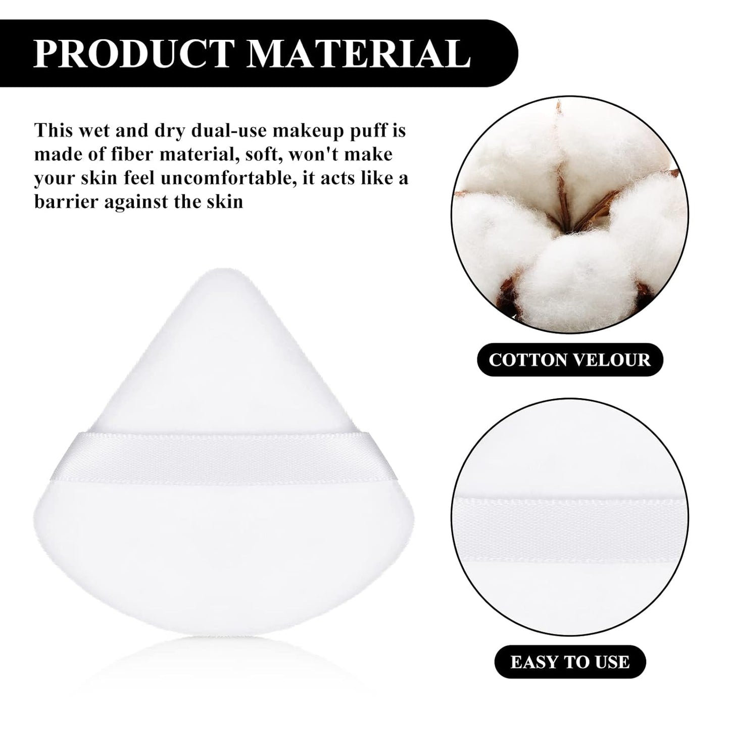 Maitys 12 Pieces Powder Puff Triangle Face Makeup Cosmetic for Loose Powder Soft Body Washable Reusable Foundation Sponge Mineral Wet Dry Makeup Tool for Women(Small,Black, White, Blue)