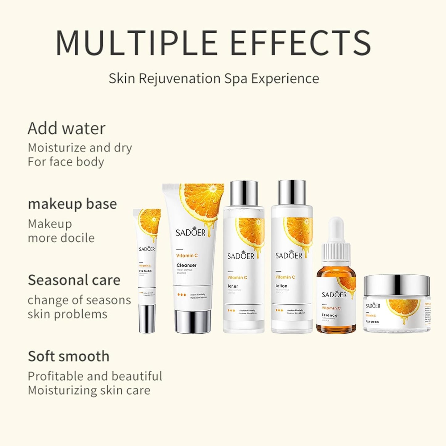 Vitamin C Daily Skin Care Set Daily Moisturizing & Nourishing Fresh Orange Essence Skin Care Set Vitamin Essence Six-piece Set