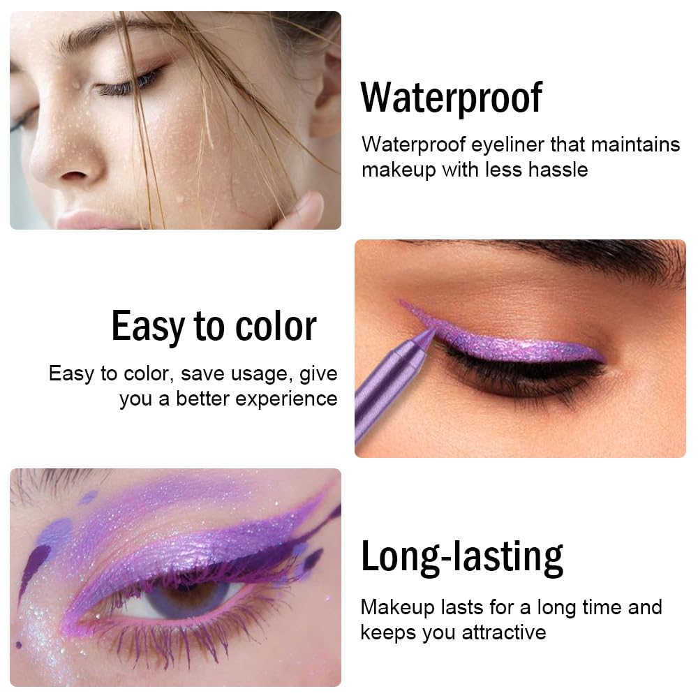 Kaely Gel Eyeliner Pencil for Women, Magic Purple Eye Liner Waterproof Smudge Proof with Sharpener, Waterline Eye Makeup Liners, delineador de ojos contra el agua, Vegan & Cruelty-Free, 13