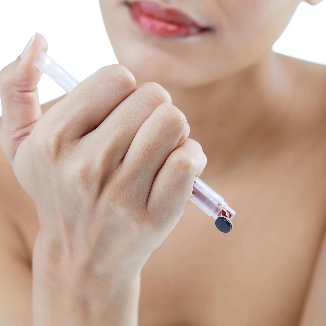 One-Touch Retractable Tinted Lip Balm, Moisturizing Lip Gloss with Menthol (Rose Pink) Korean Lip Care