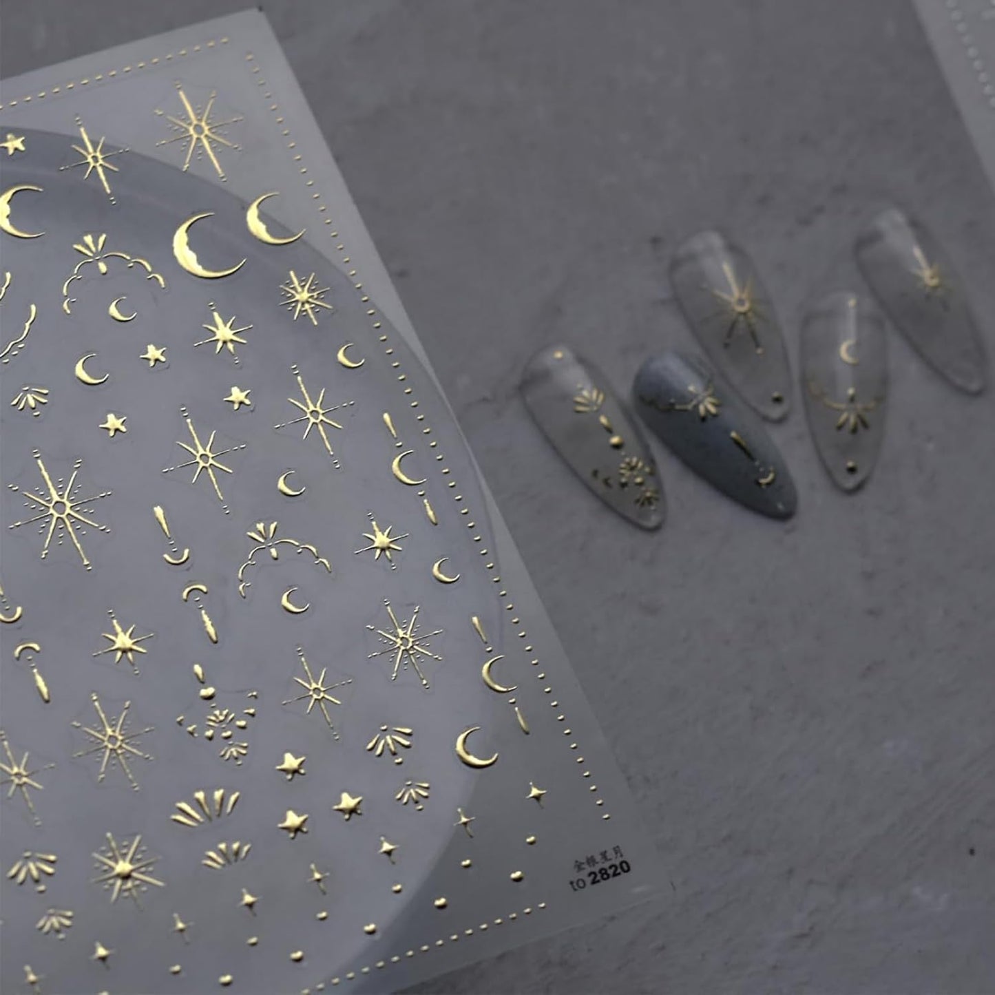 Luxury Moon Star Nail Stickers - 3D Gold Nail Art Stickers Decals for Women & Girls DIY Manicure