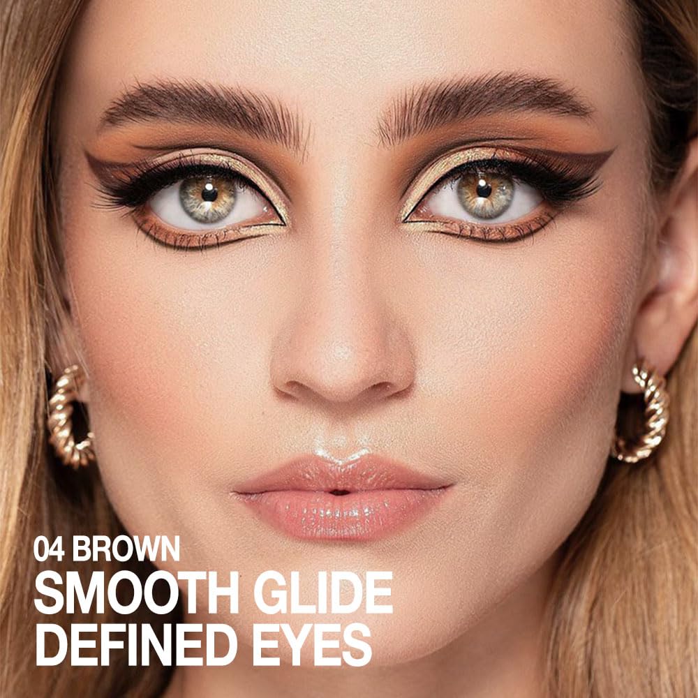 evpct Brown Eyeliner Pencils for Eyes, Brown Colored Eye Liner Pencil Makeup Waterproof Smudge Proof, Colored Gel Waterline Eyeliner Liquid, Face Eye Paint Stick Lipstick Pen Halloween Makeup