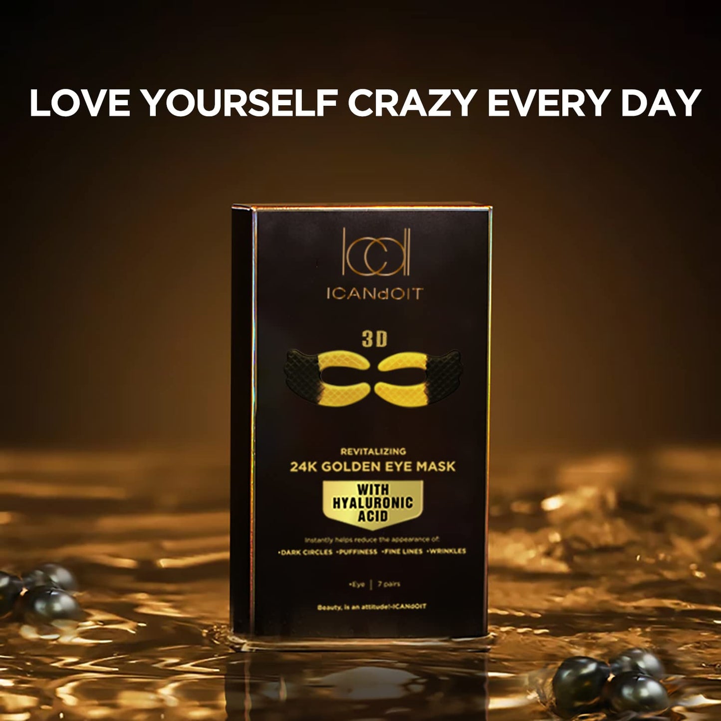 ICANdOIT 24K Gold Eye Mask For Dark Circles&Puffiness,Anti-Aging,Anti-Wrinkle With Hyaluronic Acid and Collagen,Eye Zone Care Eye Patches for All Skin Types,35Pairs