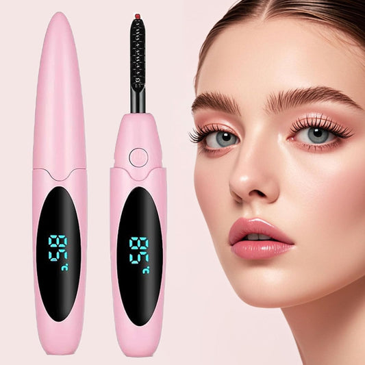 Heated Eyelash Curlers Electric Eyelash Curler with LED Display, 3 Temperature Modes Anti-Burn USB Rechargeable Natural Curling 24H Long Lasting for Women Makeup Tools Gifts （Pink）