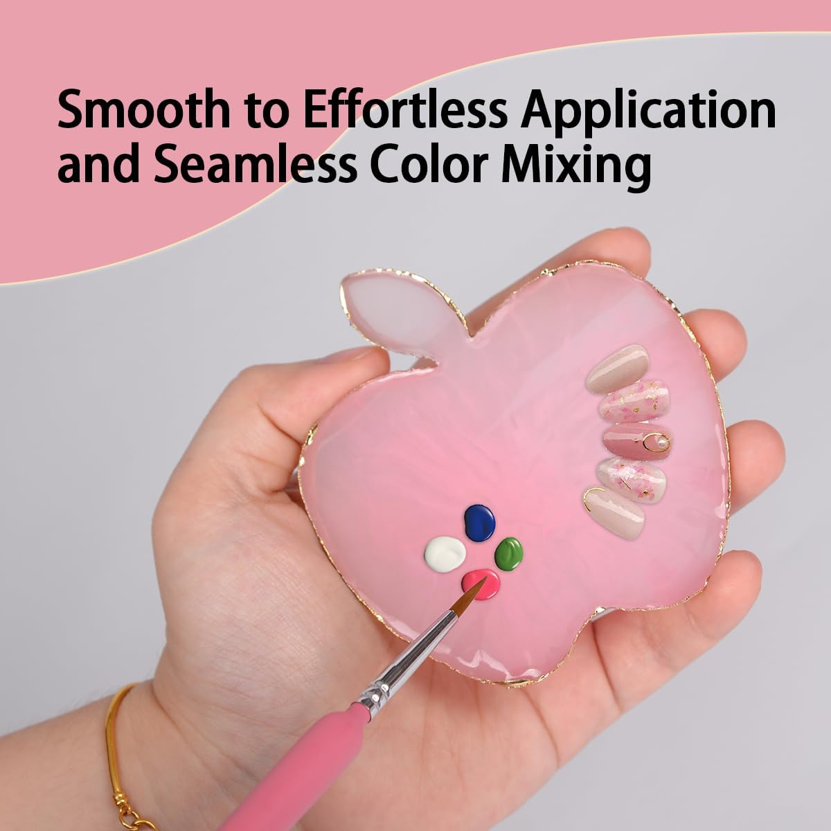 Nail Polish Palette, 2Pcs Resin Nail Art Palette, Nail Painting Mixed Color Palettes, Gold Edge Makeup Mixing Tray, Nail Supplies For Nail Techs, Nail Art Display Board(Apples)