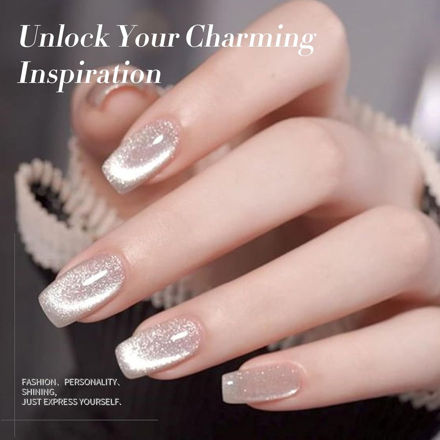 Born Pretty Cat Magnetic Eye Gel Nail Polish, Holographic Glitter Super Shine Gel Nail Polish Soak Off Led Nail Polish Nail Art Gel Manicure Salon DIY Gifts 15ML