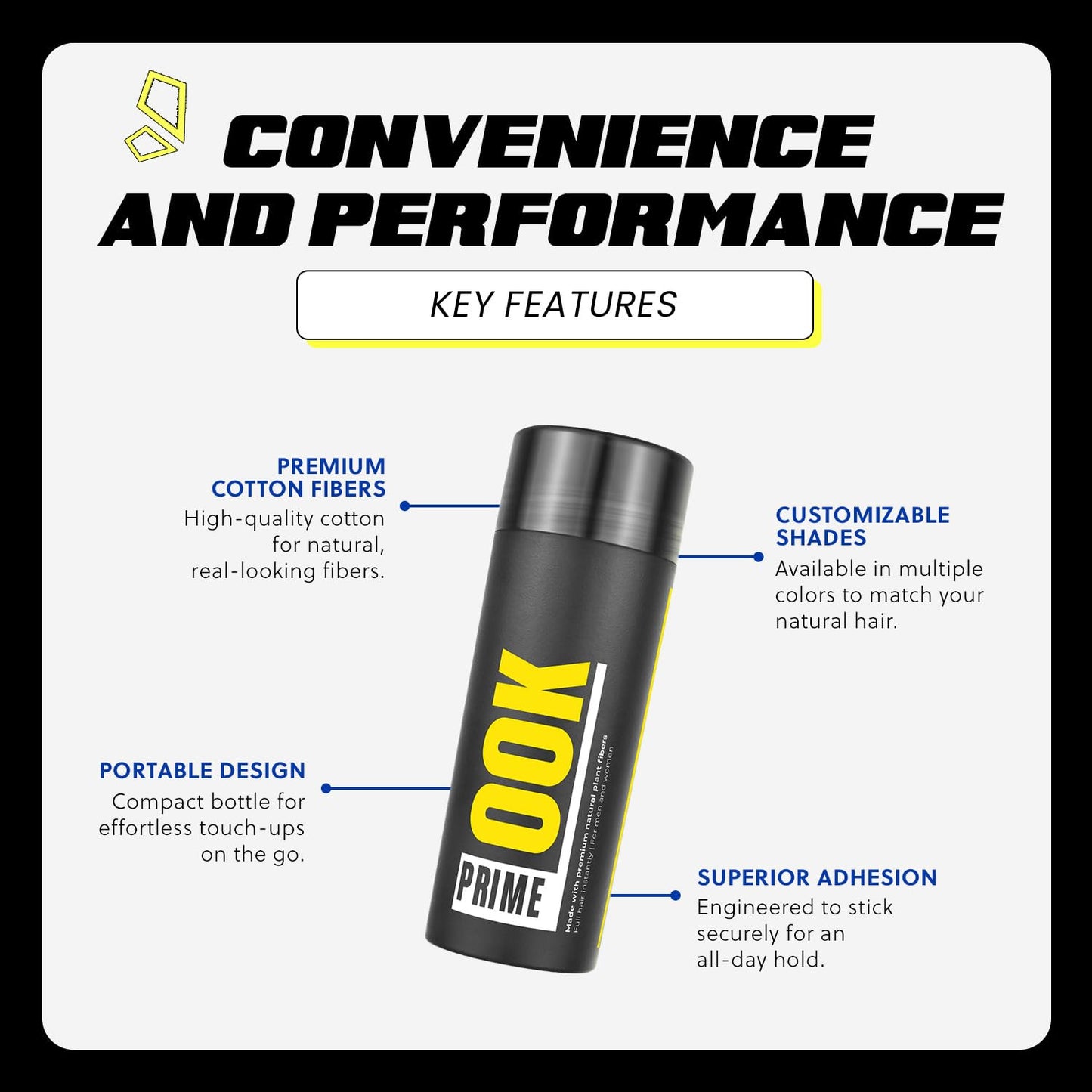 PrimeLook Hair Building Fibers, Luxurious Building Fibers for Thinning Hair, Superior Formula for Men & Women, Instant Volume, Matches Colors (27.5g, Light Brown)