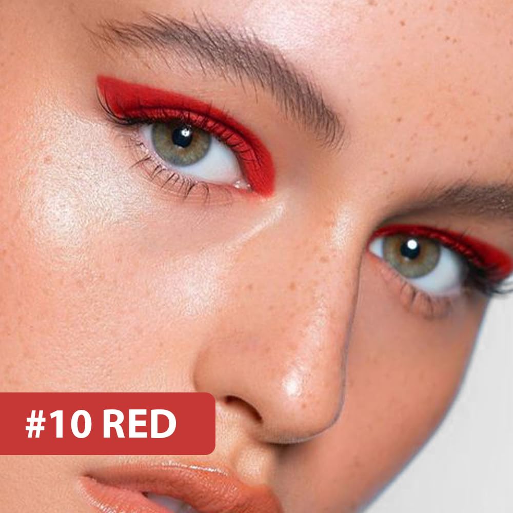 evpct 2Pcs Red Color Gel Glitter Eyeliner Pencils Set for Women Waterline Waterproof Smudge Proof lapiz de ojos delineador de ojos contra el agua Eye Liner Makeup