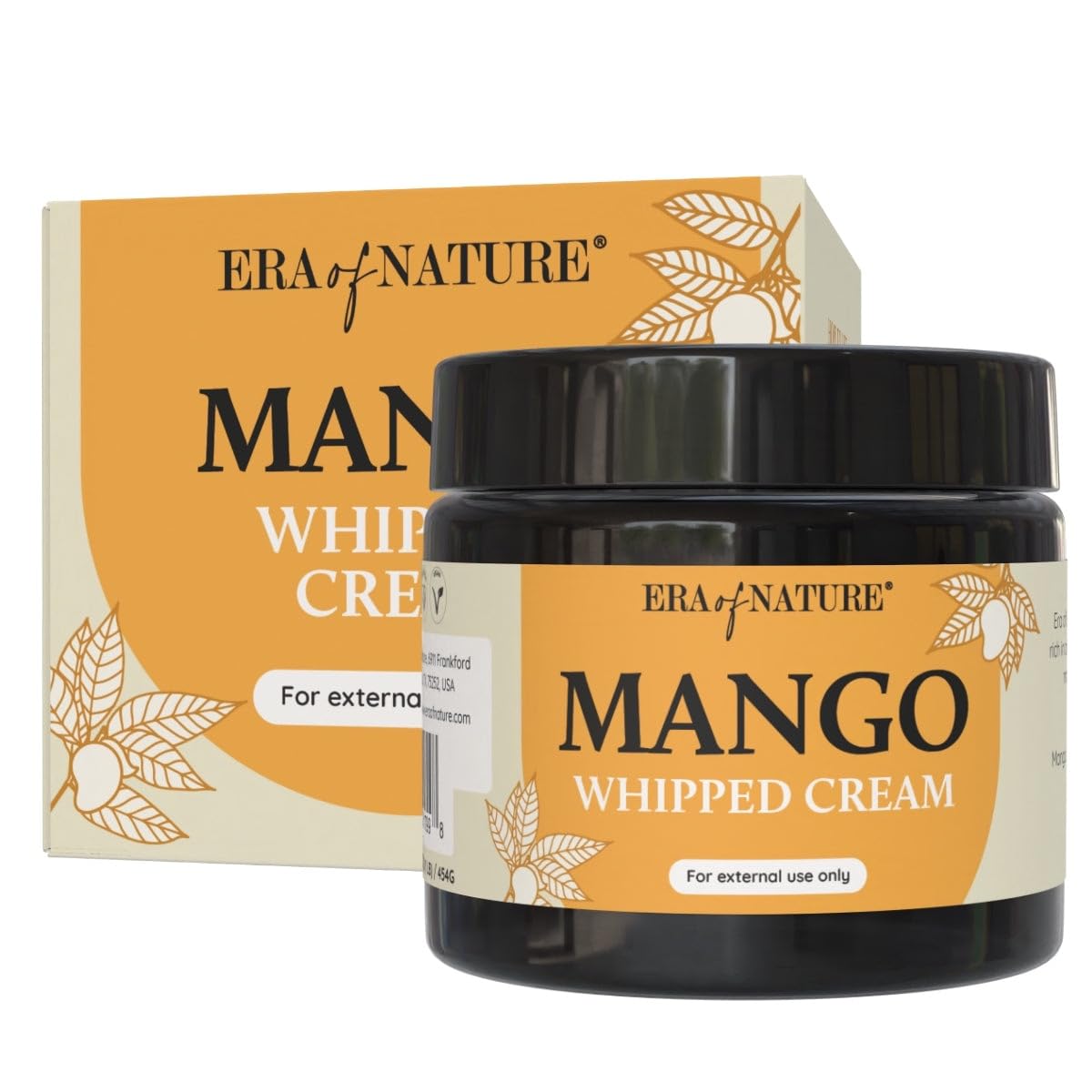 era of nature Mango Whipped Body Cream for Women 8oz - Lightweight Whipped Lotion with Pure Mango - Non-Greasy Body Butter Cream Lotion & Balm Moisturizer for Face, Hair & Dry Skin, Vegan Skincare