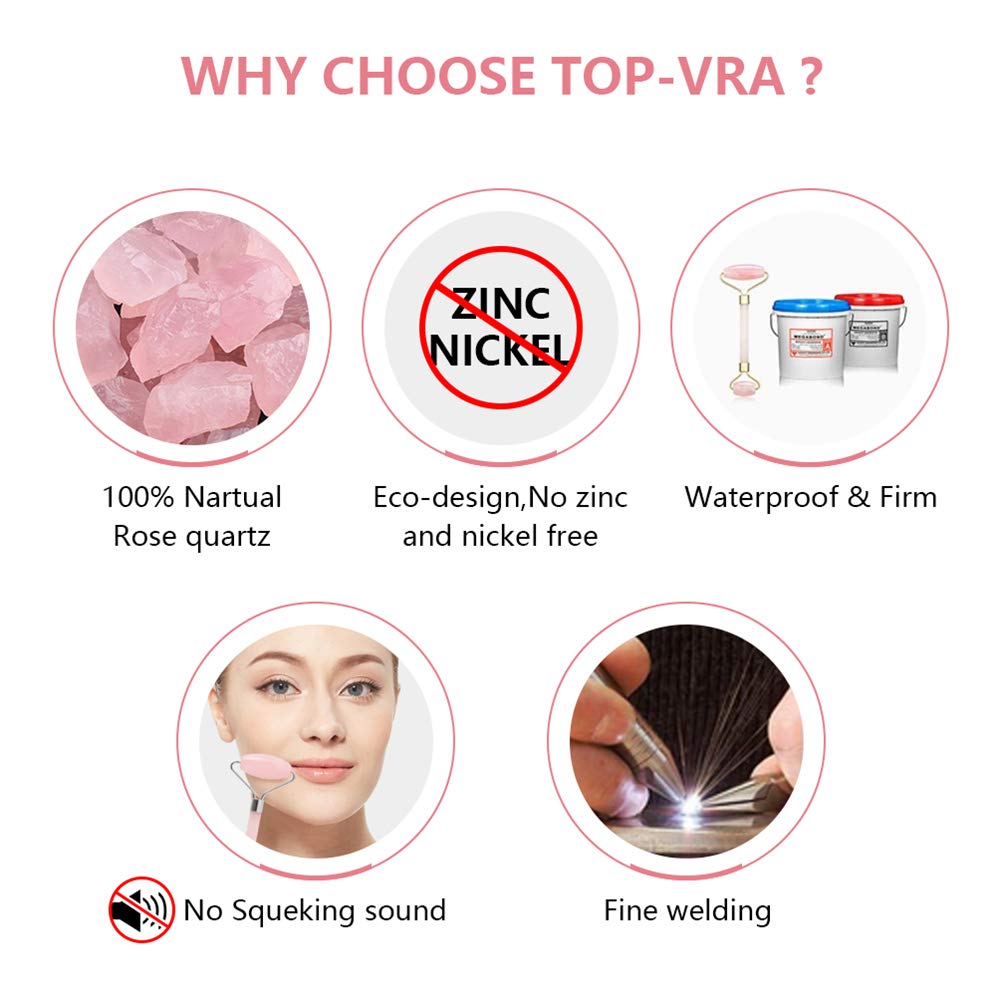 Jade Roller,Rose Quartz Roller for Face,Jade Skincare Tool,Jade Facial Roller,Eye Roller Anti Aging Jade Massager Roller Slimming Healing Chakra Tool A-Rose Quartz (Golden)