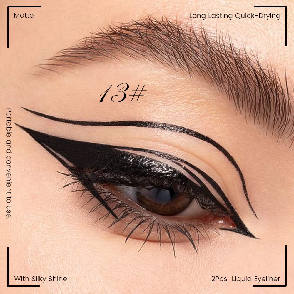 evpct 2Pcs Black Brown Liquid Eyeliner Colorful Set Waterproof Colored Color Eye Liners for Women Stamps Shapes for Eyes delineadores de colores para ojos delineador de ojos contra el agua 06&13