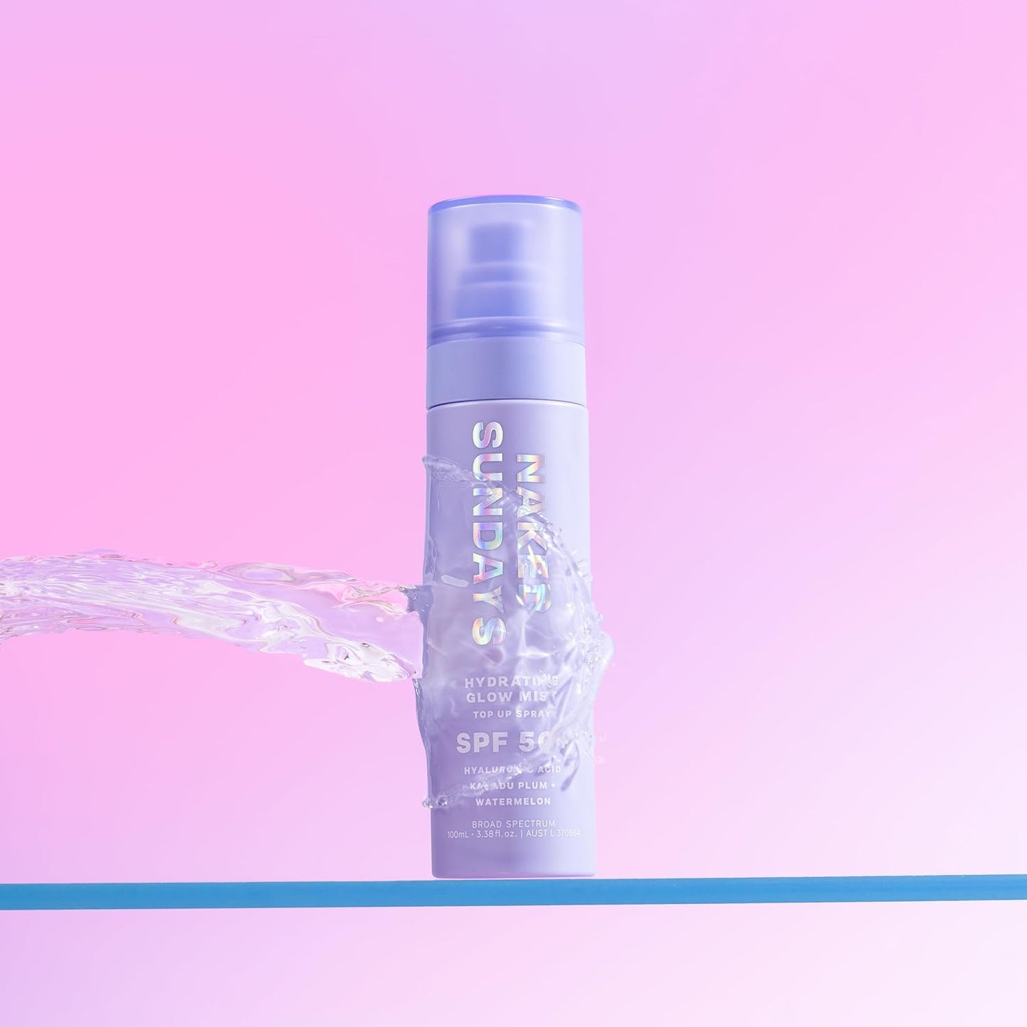 Naked Sundays SPF 50 Hydrating Glow Face Mist, Daily Facial Setting Spray & Sunscreen for Healthy Skin, Lightweight & Non-Greasy, with Hyaluronic Acid for All Skin Types, Makeup-Friendly(75ml)