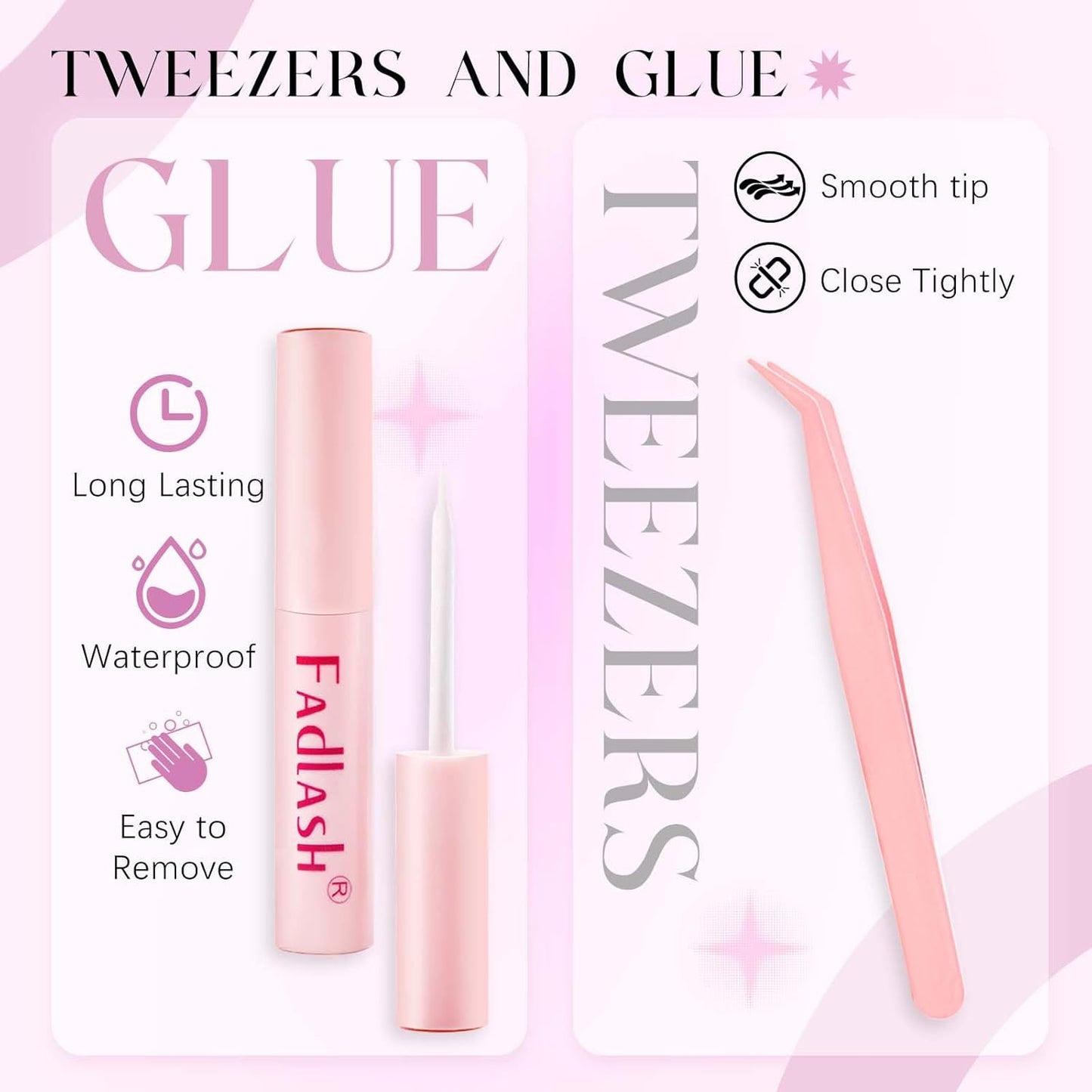 False Eyelashes Natural Kit Cat Eye Lashes with Thin Band Wear Comfortable Black Fake Lashes 10 Pairs Lash Applicator Tool at Home by FADLASH, BY004