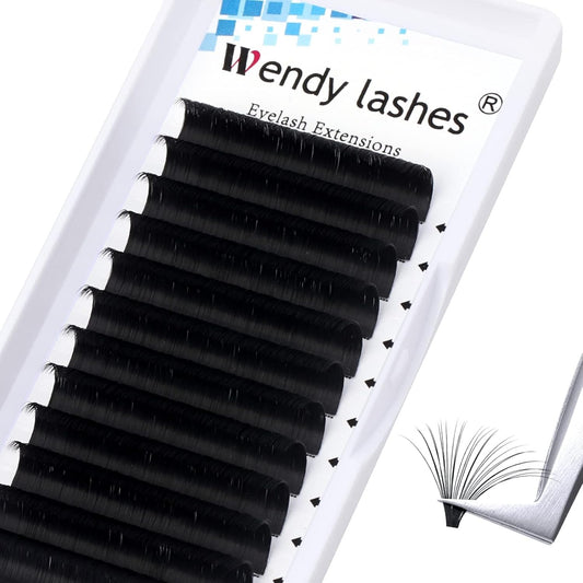 Easy Fan Volume for Lash Artists: Wendy, Handmade Fans for Eyelash Extensions, Self Fanning, Blooming, B-KH, Black, D-0.05-11