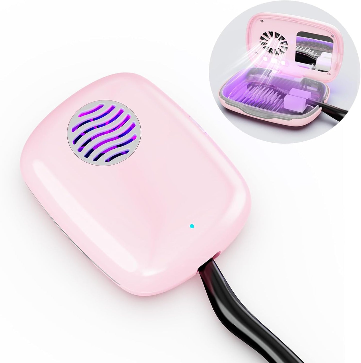 UV-C Toothbrush Cover Case and Holder Electric Travel Toothbrush Cover with Holder for Any Toothbrush Head Rechargeable Toothbrush Travel Case Pink