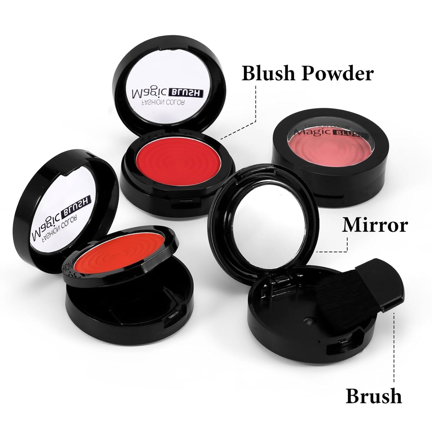 Boobeen Soft Blend Powder Blush for Cheeks, Buildable Color Matte Smooth Blush Palette Compact Blush Powder Makeup, Long-lasting Flush Color, with Mirror and Brush