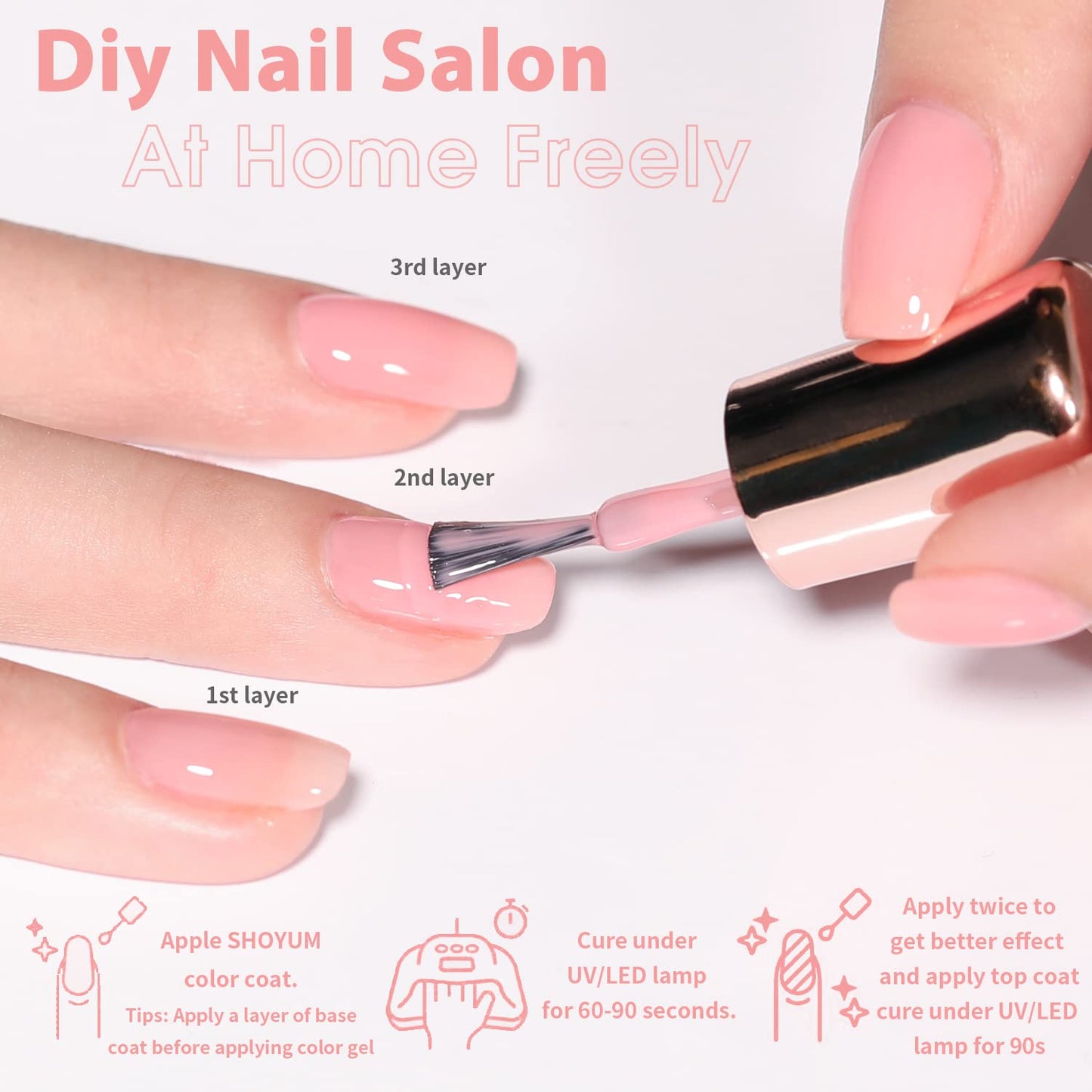 Jelly Shimmer Gel Nail Polish Set, 10 Colors Translucent Natural Milky White Pink Nail Polish Gel, UV/LED Soak Off Gel Nail Kit DIY Nail Art Salon Manicure Gifts for Women Girls.