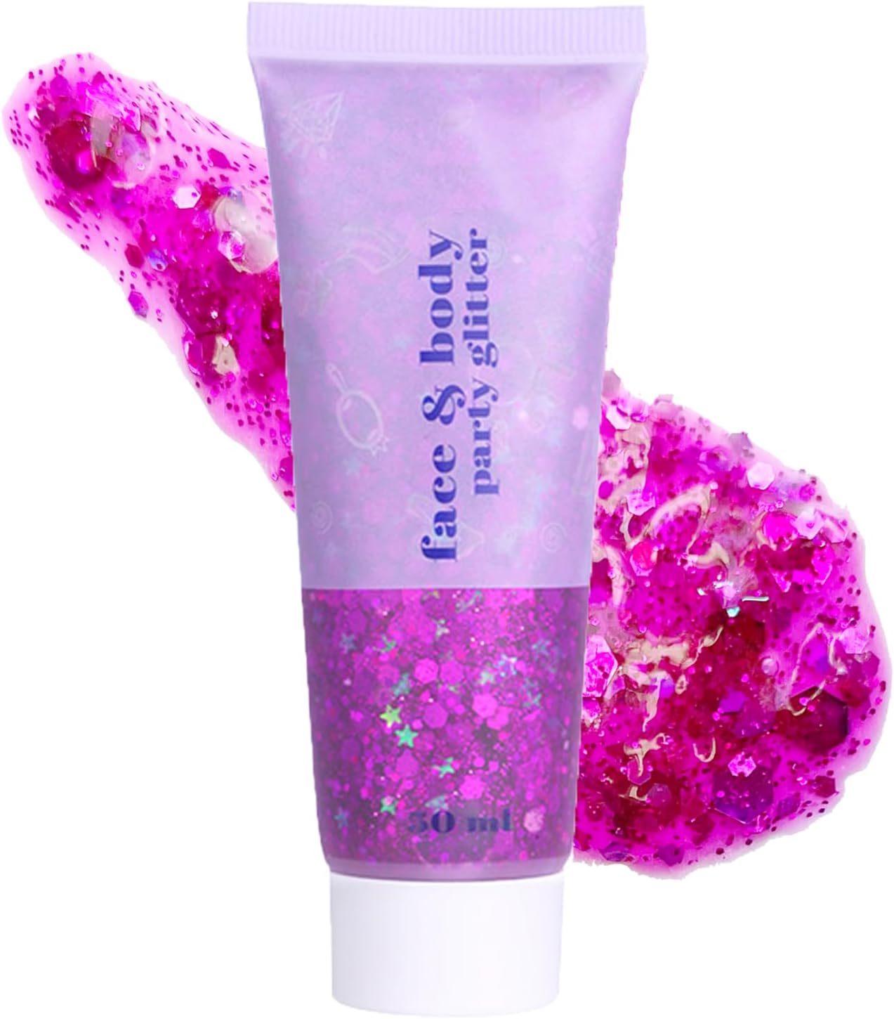 MEICOLY Purple Face Body Glitter,Mardi Gras Outfit for Women,Sparkle Mardi Gras Accessories,Chunky Glitter Face Paint,Face Eye Lip Hair Music Festival Rave Glitter Makeup,Body Glitter Gel for Women