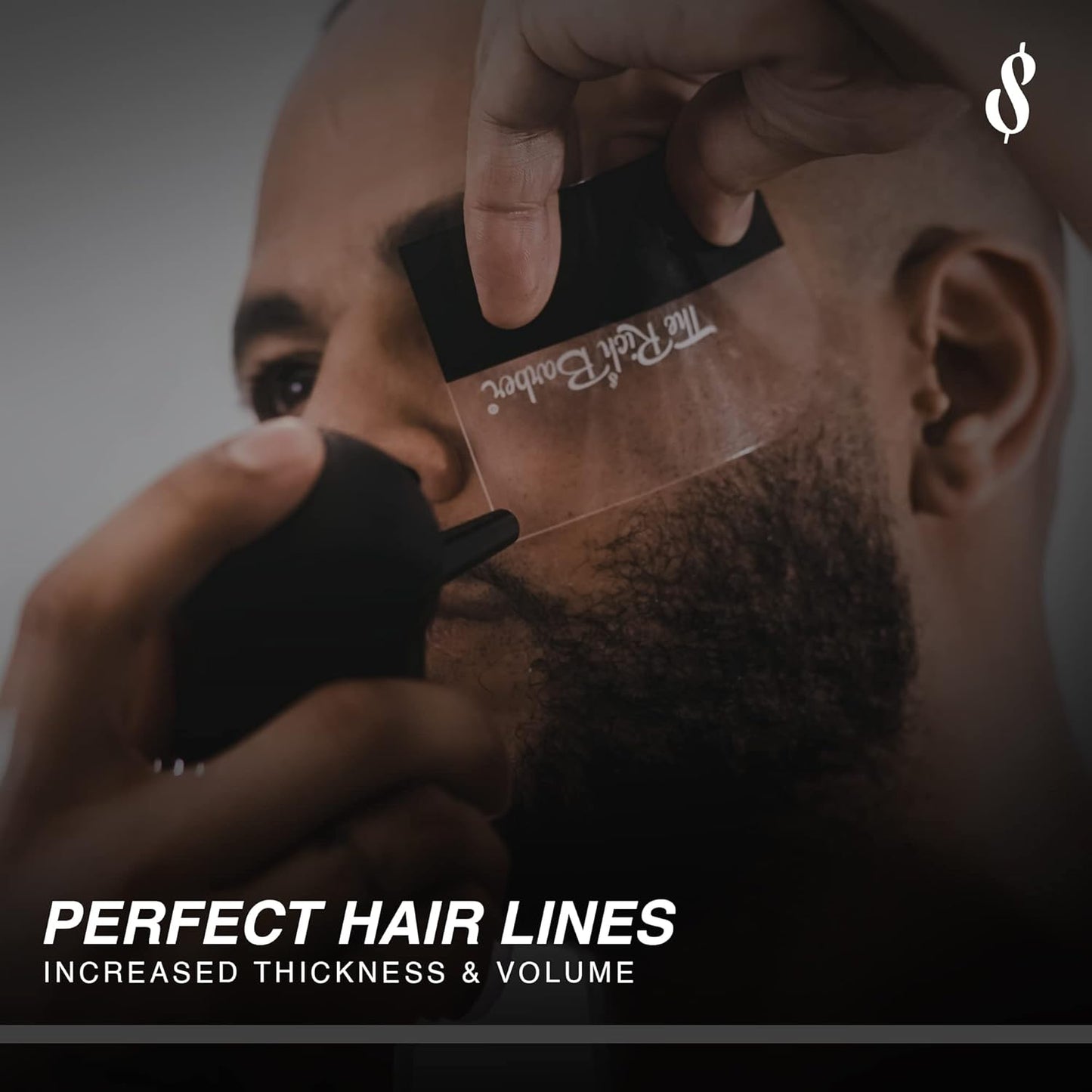 The Rich Barber N'Hance Pro Barber Kit II - 4-in-1 Hair & Beard Styling Set with Keratin-Infused Hair Building Fibers, Style Hold Spray, Applicator Pump, Application Card - Hairline & Edge Enhancer