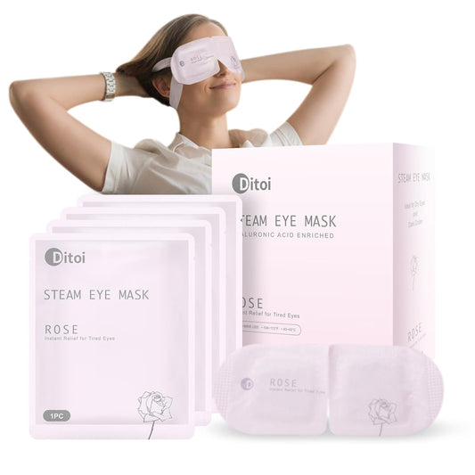 Steam Eye Mask, Rich Hyaluronic Acid Rose Heated Eye Masks, Disposable SPA Sleep Eyes Masks, Relieving Dry Eyes, Dark Circles and Puffiness, 10 Packs
