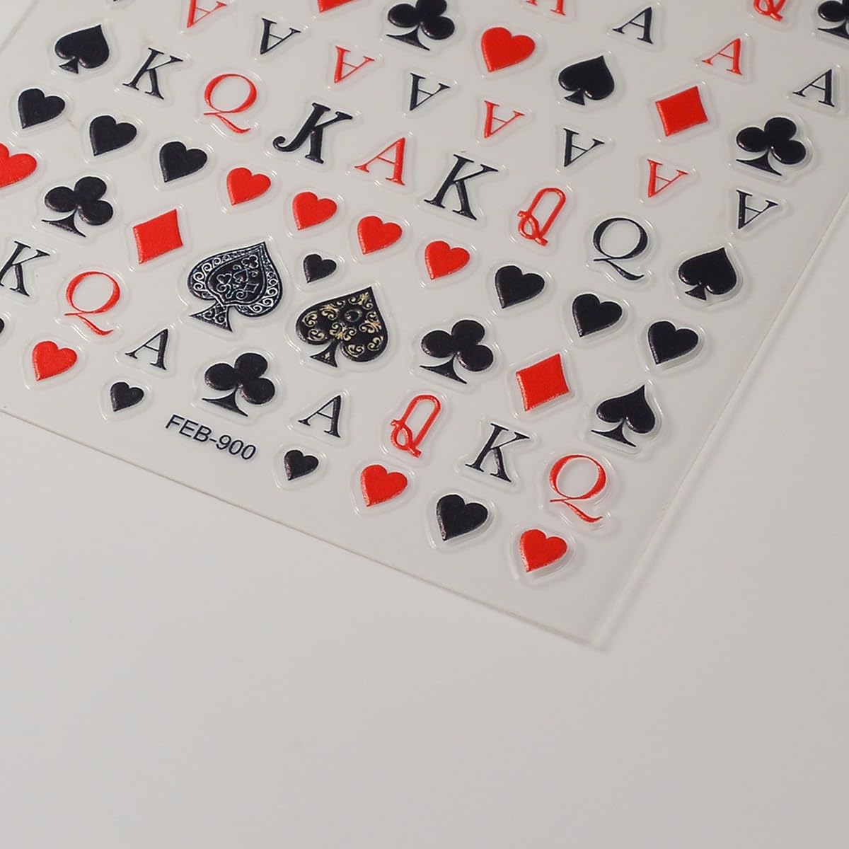 Poker Nail Stickers for Nail Art Palying Card Nail Decals Hearts Spades Clubs Diamonds Stickers for Nails Designs 3D Self Adhesive Nail Supplies & Decorations for Women Girls 1 Sheet