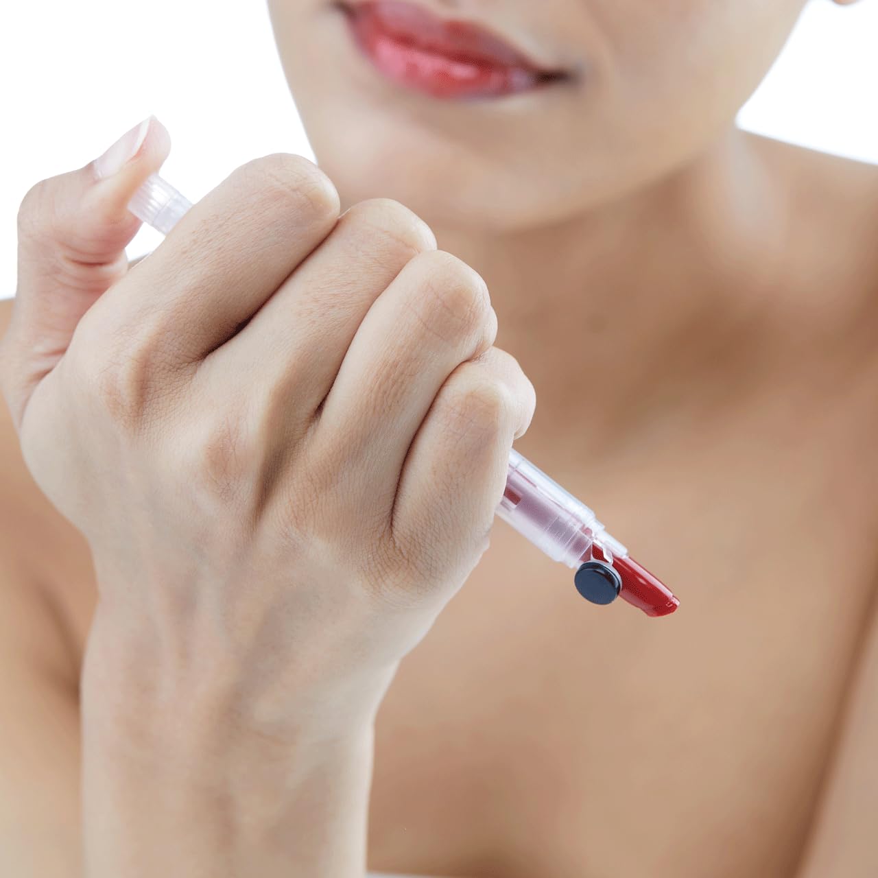 One-Touch Retractable Tinted Lip Balm, Moisturizing Lip Gloss with Menthol (Rose Pink) Korean Lip Care