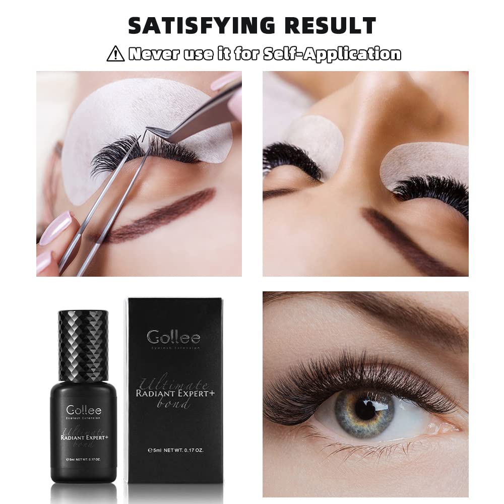 Eyelash Extension Glue - 0.5 Sec Fast Drying, 8 Week Retention (0.17fl.oz / 5ml) Waterproof Black Adhesive for Semi-Permanent Lash Extensions - Professional Use Only