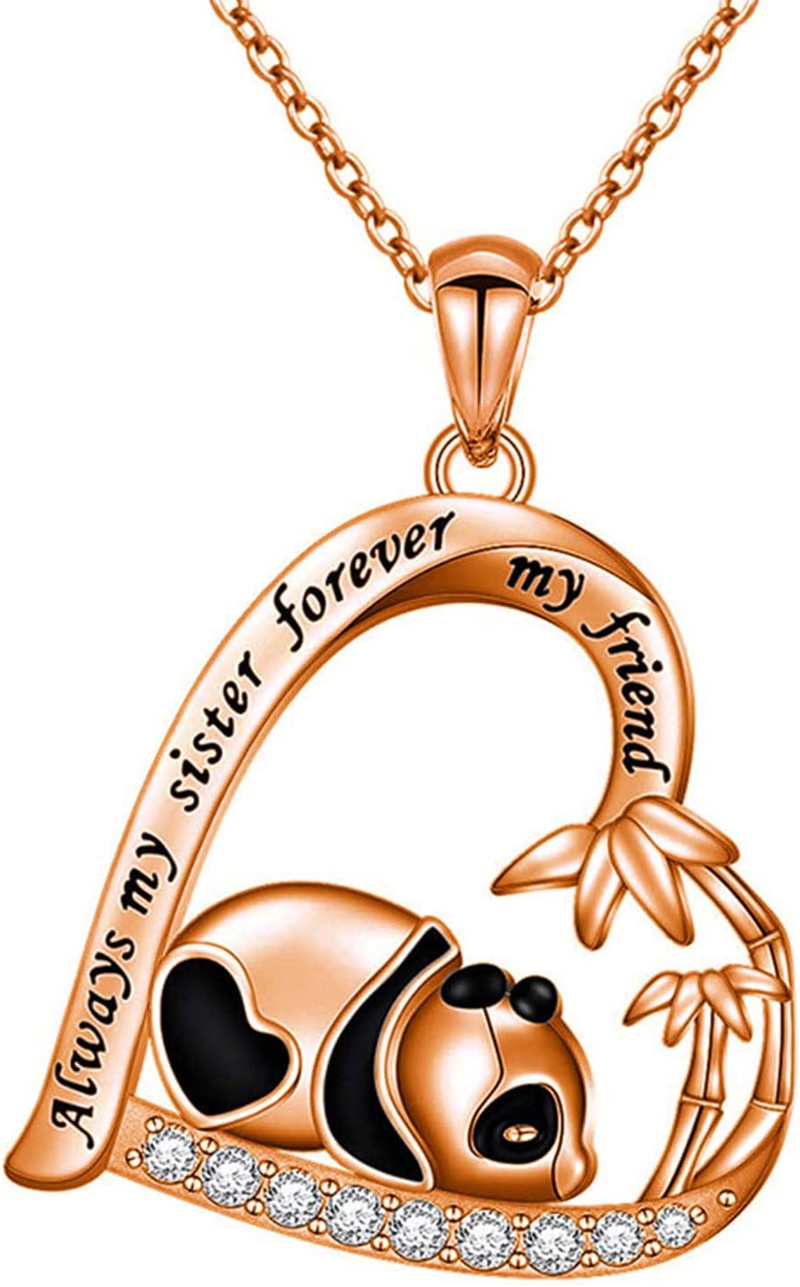Silver Crystal Panda Necklace Choker Vintage Heart Panda Pendant Cute Animal Necklace Charm Jewelry I Love You Forever Birthday Gifts for Kids Women and Girls