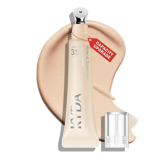 KYDA Mineral Sunscreen Eye Cream, 3-in-1 Anti-Aging Eye Cream, SPF 35, for Dark Circle and Fine Lines, Light