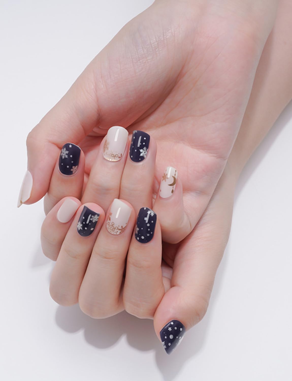 Semi Cured Gel Nail Strips | Christmas Style 20pcs Nail Sticker Wraps UV for Home DIY