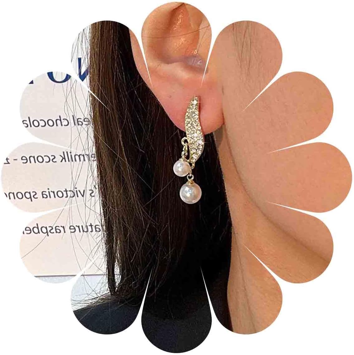 Vintage Crystal Pearl Drop Earrings Sparkly Leaf Earrings Rhinestone Pearl Dangle Earrings Gold Cz Spiral Leaf Earring Jewelry for Women