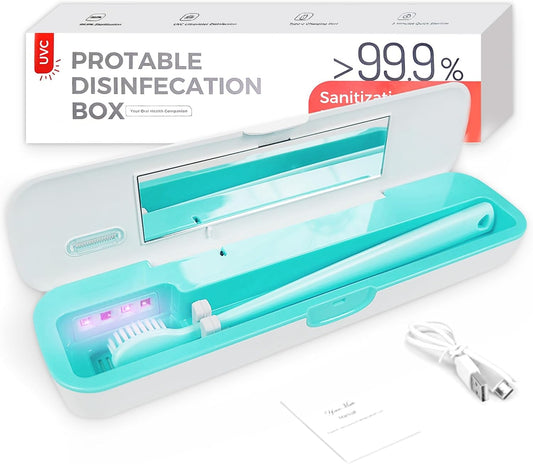 UV-C Toothbrush Sanitizer Case for Travel, Portable Sanitizer and Holder Universal Fits Electric and Manual Brush Heads, Smart Automatic Operation