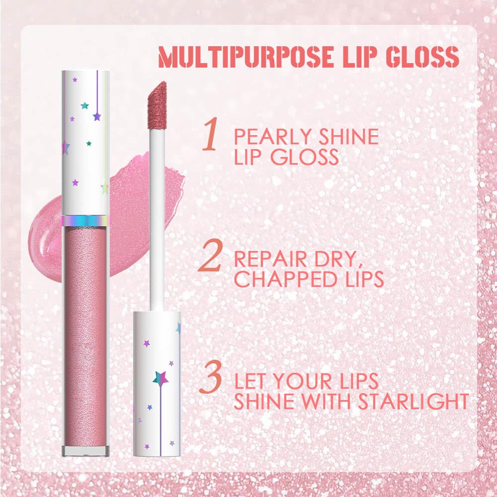 evpct 1Pcs Pink Metallic Glitter Lipstick Lip Gloss Stain for Women Long Lasting Waterproof 24, Hot Light Nude Pink Frosted Metallic Shimmer Glossy Chrome iridescent Liquid Lipstick Lip Gloss Makeup